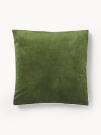 Coussin en velours avec passepoil Tia, Velours vert, larg. 40 x long. 40 cm