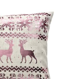 Housse de coussin imprimé Noël brillant Lodge, Rose vif, beige