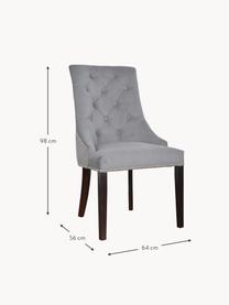 Sametová čalouněná židle Madam, Šedá, dřevo černě lakované, Š 56 cm, H 64 cm