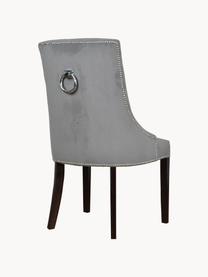 Stolička so zamatovým čalúnením Madam, Zamatová sivá, drevo čierne lakované, Š 56 x H 64 cm