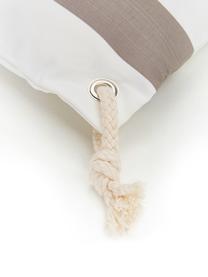 Gestreepte outdoor kussenhoes Santorin in grijs/wit, 100% polypropyleen, Taupe, wit, B 40 x L 40 cm