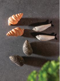 Handbemalte Salz- & Pfefferstreuer Mussel aus Dolomit, 2er-Set, Dolomit, glasiert, Schwarz, Hellbeige, B 8 x H 3 cm