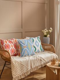 Dwustronna poszewka na poduszkę w stylu boho Azura, 100% bawełna z certyfikatem GOTS, Pomarańczowy, niebieski, 45 x 45 cm