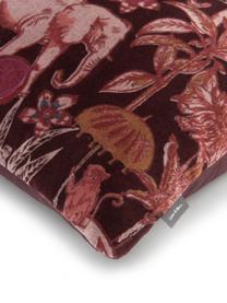 Poduszka z aksamitu z wypełnieniem Elephant, Tapicerka: 100% bawełna, Bordowy, wielobarwny, S 45 x D 45 cm
