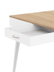 Úzký psací stůl ve skandinávském stylu Horizon, Dubové dřevo, bílá, Š 134 cm, H 59 cm
