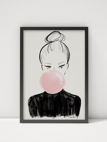 Poster Bulle, Papier, Wit, zwart, roze, 30 x 42 cm