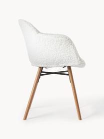 Plyšová židle s područkami s úzkým skořepinovým sedákem Fiji, Krémově bílá, Š 59 cm, H 55 cm