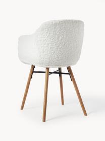 Teddy fauteuil Fiji met smalle zitvlak, Bekleding: teddy (polyester) Met 20., Poten: massief eikenhout, Teddy crèmewit, B 59 x H 84 cm