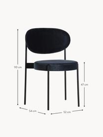 Krzesło tapicerowane z aksamitu Seria 430, Tapicerka: aksamit (100% bawełna), Stelaż: metal powlekany, Antracytowy aksamit, czarny, S 52 x G 54 cm