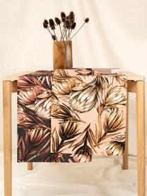 Běhoun na stůl z bavlny s květinovým vzorem Protea, Růžová, odstíny hnědé