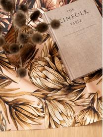 Camino de mesa Protea, 85% algodón, 15% lino, Rosa, tonos marrones, Cama 90 cm (90 x 200 cm)