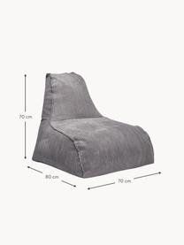 Fauteuil poire en velours côtelé Shara, Velours gris foncé, larg. 70 x prof. 80 cm