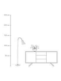 Leeslamp Ljusdal, Lampenkap: polyester, Lampvoet: gecoat metaal, Decoratie: gecoat metaal, Wit, messingkleurig, B 52 x H 140 cm