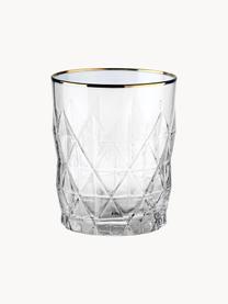 Vasos con relieves Upscale, 6 uds., Vidrio, Transparente, dorado, Ø 8 x Al 10 cm, 345 ml