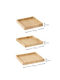 Rattan-Tablett Fuji in verschiedenen Größen, 3er-Set, Rattan, Sperrholz, Rattan, Set mit verschiedenen Größen