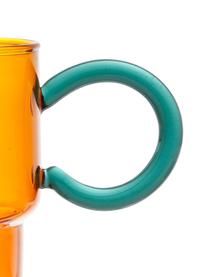 Glas-Tassen The Belle, 2 Stück, Glas, Orange, Petrol, Ø 13 x H 10 cm, 330 ml