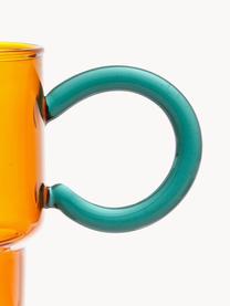 Glazen kopjes The Belle, 2 stuks, Glas, Oranje, petrol, Ø 13 x H 10 cm, 330 ml