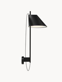 Applique a LED con luce regolabile e timer Yuh, Paralume: alluminio laccato, Struttura: ottone verniciato, Nero, Larg. 30 x Alt. 63 cm