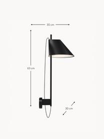 Dimbare LED wandlamp Yuh met timerfunctie, Lampenkap: gelakt aluminium, Zwart, B 30 x H 63 cm