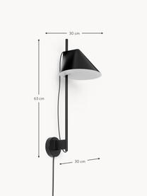 Applique a LED con luce regolabile e timer Yuh, Paralume: alluminio laccato, Struttura: ottone verniciato, Nero, Larg. 30 x Alt. 63 cm