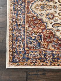 Tapis de couloir vintage Lagos, Crème, rouge, bleu foncé