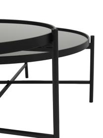 Couchtisch Li mit 2 Glas-Tischplatten, Gestell: Metall, pulverbeschichtet, Schwarz, B 122 x H 43 cm