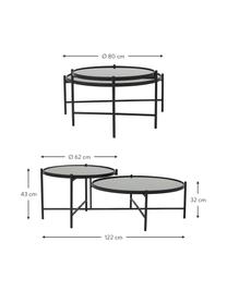 Salontafel Li met 2 glazen tafelplaat, Frame: gepoedercoat metaal, Zwart, B 122 cm x H 43 cm