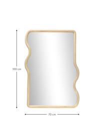 Wellenförmiger Wandspiegel Stream aus Holz, Rahmen: Eschenholz, Spiegelfläche: Spiegelglas, Rückseite: Mitteldichte Holzfaserpla, Beige, B 70 x H 100 cm