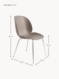 Krzesło ogrodowe z tworzywa sztucznego Beetle, Nogi: stal powlekana, Nugat, odcienie srebrnego błyszczący, S 56 x G 58 cm