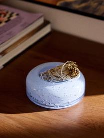 Mundgeblasenes Deko-Tablett Dylla mit Luftbläschen, Kalknatronglas, Hellblau, Ø 12 cm