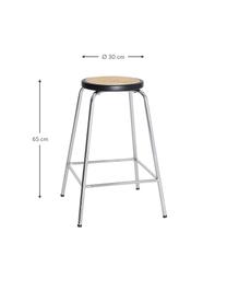 Sedia da bar in rattan con gambe in metallo Meraki, Seduta: rattan, Struttura: metallo rivestito, Rattan, argentato, Larg. 30 x Alt. 65 cm