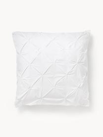 Taie d'oreiller en percale de coton avec piquage façon origami Brody, Blanc, larg. 50 x long. 70 cm