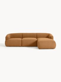 Canapé d'angle modulable 3 places en tissu bouclé Sofia, Bouclé brun clair, larg. 272 x prof. 160 cm, méridienne à droite
