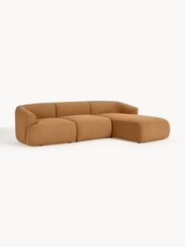 Modulares Bouclé-Ecksofa Sofia (3-Sitzer), Bezug: Bouclé (100 % Polyester) , Gestell: Fichtenholz, Spanplatte, , Bouclé Hellbraun, B 277 x T 185 cm, Eckteil rechts