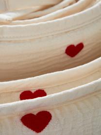 Mušelínový mantinel do dětské postýlky Hearts Mini, Krémově bílá, červená, Š 30 cm, D 360 cm