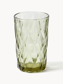 Vasos highball con relieves Colorado, 4 uds., Vidrio, Azul, malva, gris, verde, Ø 8 x Al 13 cm, 310 ml