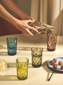 Verres à long drink avec motif texturé Colorado, 4 élém., Verre, Bleu, mauve, gris, vert, Ø 8 x haut. 13 cm, 310 ml