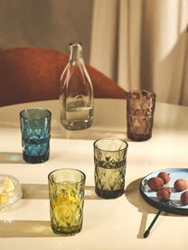 Verres à long drink avec motif texturé Colorado, 4 élém., Verre, Bleu, mauve, gris, vert, Ø 8 x haut. 13 cm, 310 ml