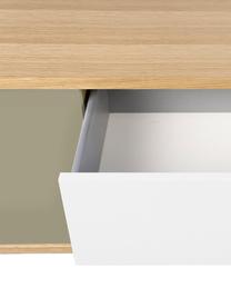 Credenza con ante scorrevoli  Danny, Superficie: con finitura in legno di , Gambe: legno di quercia, massicc, Legno di quercia, bianco, grigio, opaco, Larg. 201 x Alt. 65 cm