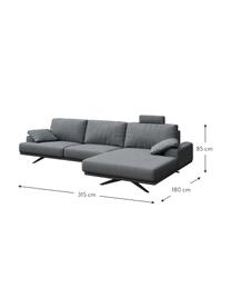 Sofa narożna Prado, Tapicerka: 100% poliester, Nogi: metal lakierowany, Jasny szary, S 315 x G 180 cm