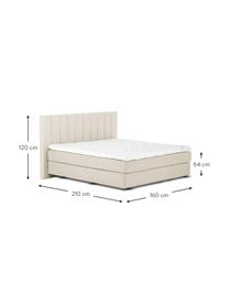 Letto Boxspring Premium Lacey, Materasso: a molle insacchettate a 7, Piedini: legno di faggio massiccio, Beige, 200 x 200