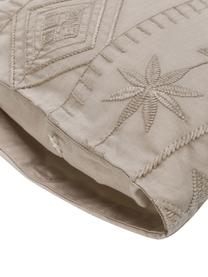 Poszewka na poduszkę z bawełny z haftem Elaine, 2 szt., Taupe, S 40 x D 80 cm