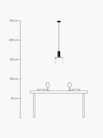 Lampada a sospensione con superficie scanalata Revolve, Paralume: vetro, Baldacchino: metallo rivestito, Trasparente, nero, marmorizzato, Ø 25 x Alt. 30 cm