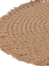 Tovaglietta americana rotonda in cotone con frange Vera, 100% cotone, Beige, Ø 38 cm