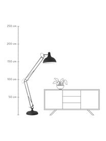 Grote Leeslamp Job in zwart, Lampenkap: gepoedercoat metaal, Lampvoet: gepoedercoat metaal, Zwart, Ø 38 x H 180 cm