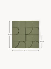 Set 4 decorazioni da parete in legno Massimo, Pannello di fibra a media densità (MDF), Verde oliva, Larg. 80 x Alt. 80 cm