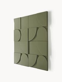 Set 4 decorazioni da parete in legno Massimo, Pannello di fibra a media densità (MDF), Verde oliva, Larg. 80 x Alt. 80 cm