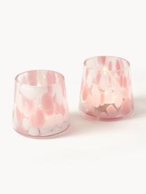 Ręcznie wykonany świecznik na tealighty Sally, 2 szt., Szkło, Transparentny, biały, brudny różowy, Ø 8 x 7 cm