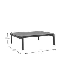 Tavolino da giardino con piano in vetro Florencia, Struttura: alluminio verniciato a po, Nero, grigio scuro, Larg. 120 x Alt. 36 cm