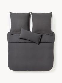 Funda nórdica de muselina Odile, Gris oscuro, Cama 90 cm (155 x 220 cm)